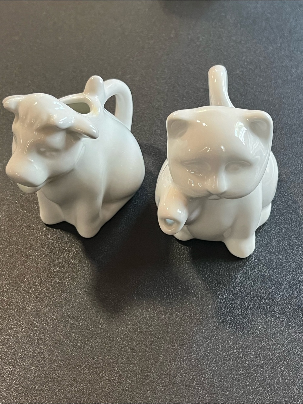 White Ceramic Cat and Cow Creamer Set